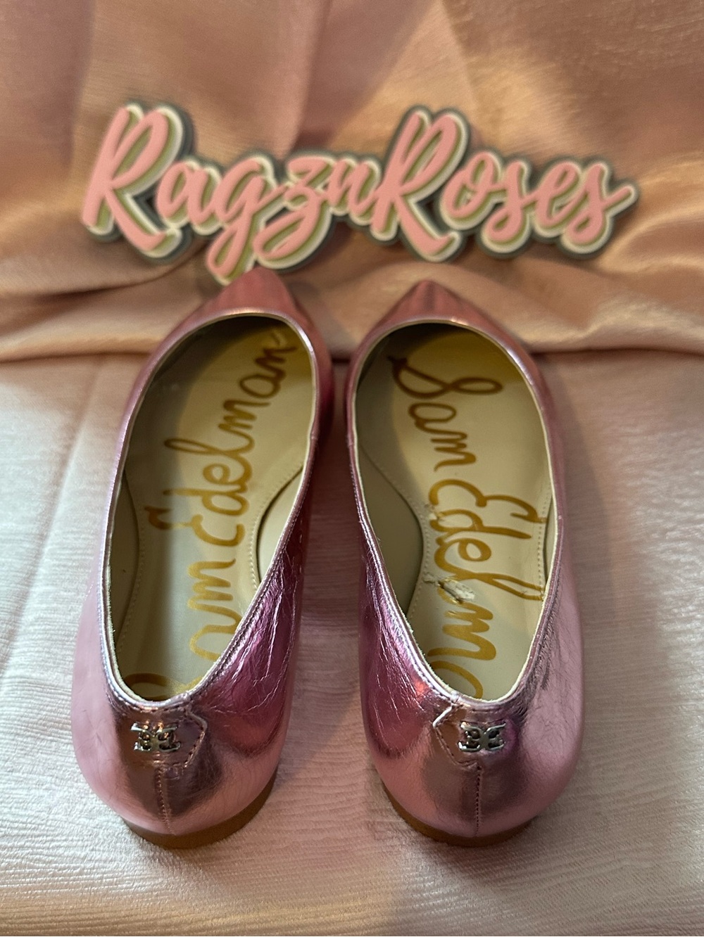 NWB! Sam Edelman Metallic Rose Pink Pointed-Toe Flats - Picture 8 of 8